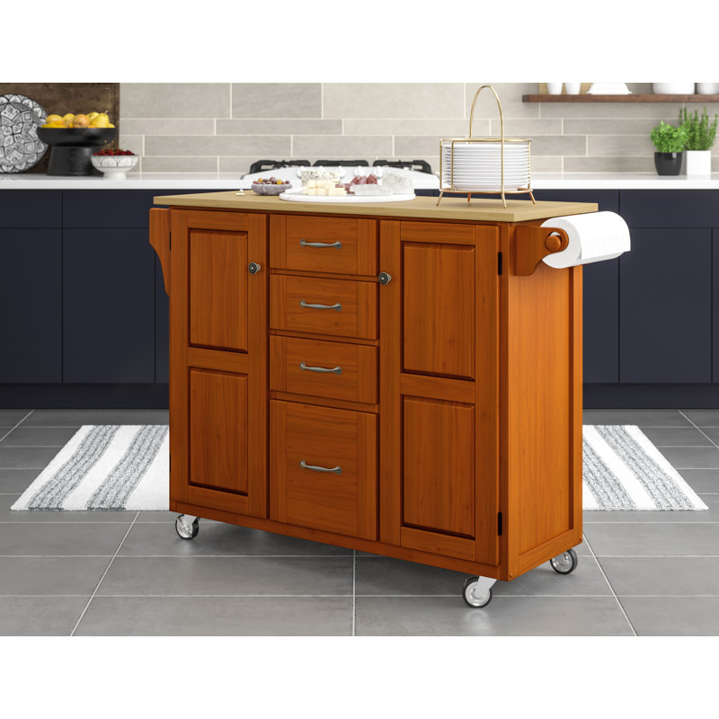 Red Barrel Studio® Littrell 48'' Wide Rolling Kitchen Island with Solid